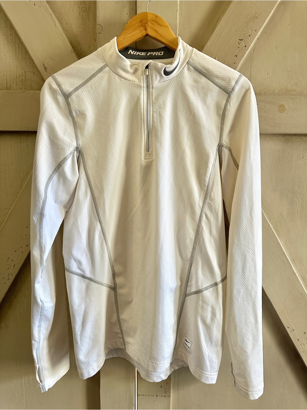 Nike Pro Dri-FIT Women’s White 1/4 Zip Compression Training Top Small